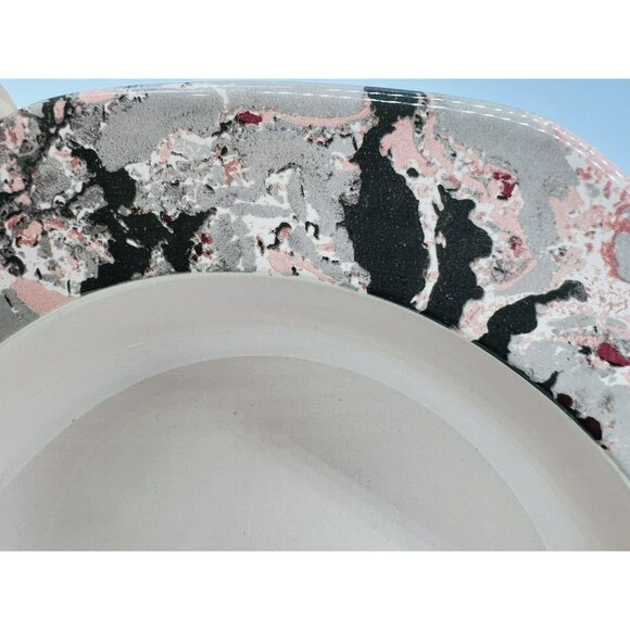 Longchamp Onxy Coco Salad Bowl Soup France Peach Gray Marble Pattern 8.5 inch - Picture 3 of 8